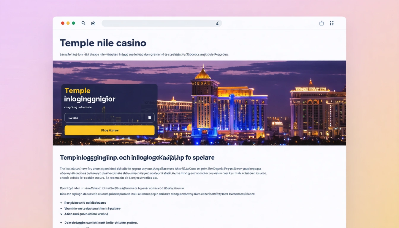 Temple nile casino login och inloggningshjälp för spelare
